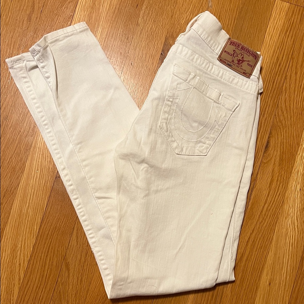 True Religion Women's White Low Rise Skinny Jeans